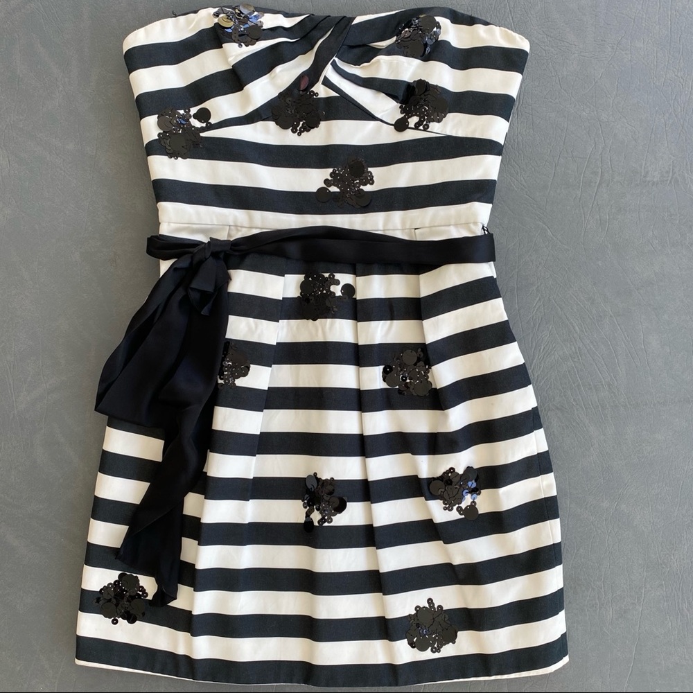 BCBGMaxAzria Cream/Black Striped Dress